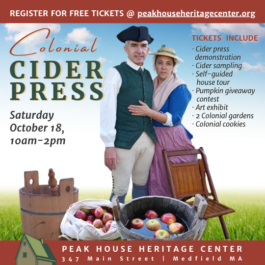 Colonial apple pressing to make cider